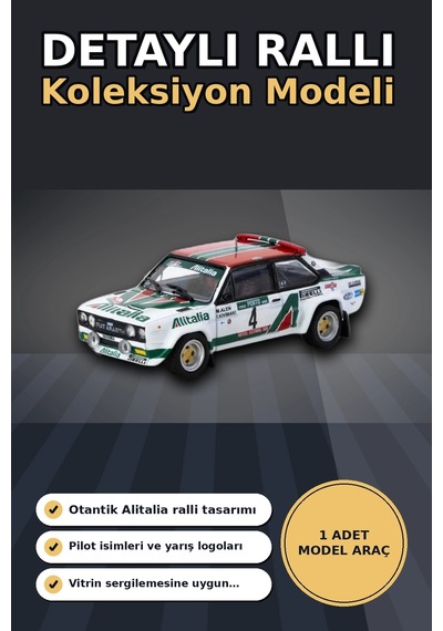 1978 Portekiz Rallisi Galibi 1/64 Fiat 131 Abarth Diecast Model Araba Koleksiyonluk Bx-313350