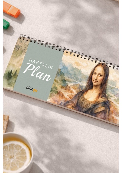 Tarihsiz Spiralli Haftalık Masaüstü Planlayıcı - Mona Lisa - 10x30 Cm Plango Turkuaz
