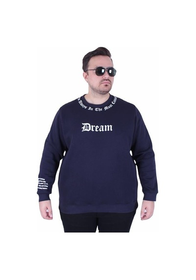 Starbattal Büyük Beden Bisiklet Yaka 3ip Sweat Dream 25715 Lacıvert Lacivert