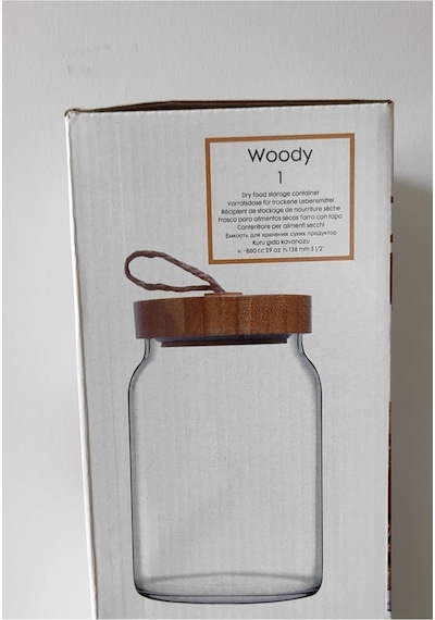 Woody Bamboo Kapaklı Kavanoz 860cc Şeffaf