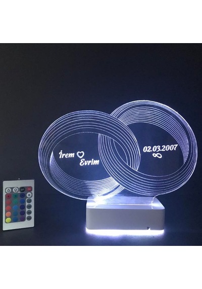 Sevgiliye Özel 3D Alyans Nişan Yüzükleri Masaüstü Led Lamba