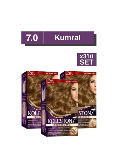 Koleston Supreme Kit Saç Boyası 7/0 Kumral X3 Adet
