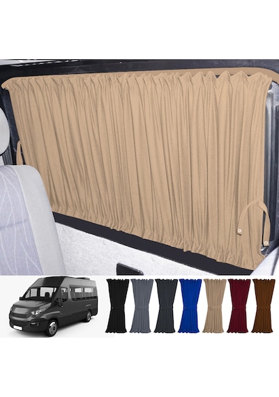 Pandami Iveco Daily 6/7 Nesil Uzun Şase 2014-2023 Uyumlu Krem Raylı Oto Perde Takımı