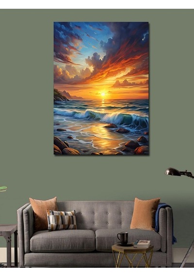 Kanvas Tablo Güneş Ve Deniz Manzarası 50cmx70cm