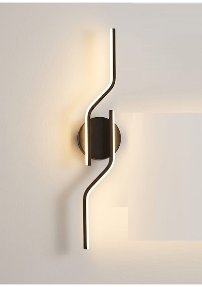 Glans Modern 3 Renk Işıklı Duvar Apliği Ledli Salon Yatak Odası Koridor Gece Lambası Siyah