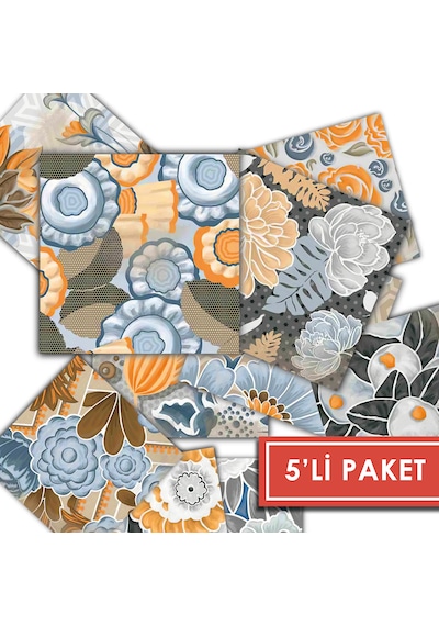 Kendinden Yapışkanlı Fas 5 Desenli Pvc Karo 10x10 Cm 5 Li Paket