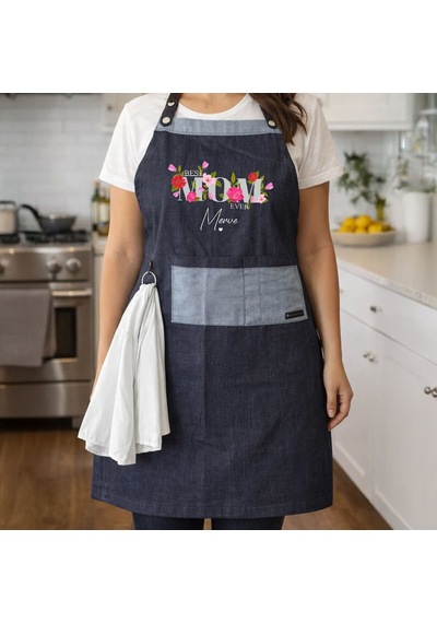 Bk Gift Kişiye Özel Anneler Günü Tasarımlı Pamuk Denim Havlu Detaylı Mutfak Önlüğü -6, Aşçı Ve Şef Önlüğü, Ev Hediyesi Kobitmeyencom36608 Bk Gift Renkli
