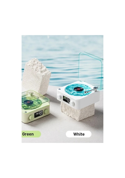 Plak Speaker Nostalji 3d Surrond Ses Kalitesi Saatli Bluetooth Hoparlör Retro Müzik Çalar Fm Radyo