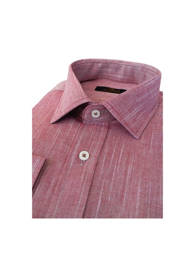 Erkek Gömlek Uzun Kol Silim Fit Keten Bgl-st01456 Bordo