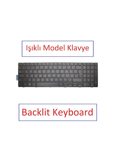 Siyah-ışıklı - Dell Inspiron 5558 Type B50f81c Uyumlu Notebook Klavye