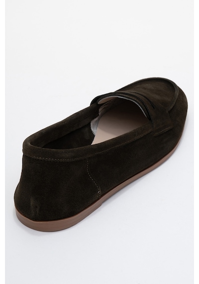 Luvishoes Luvi Shoes F02 Hakiki Deri Kadın Loafer Ayakkabı - Yeşil Süet