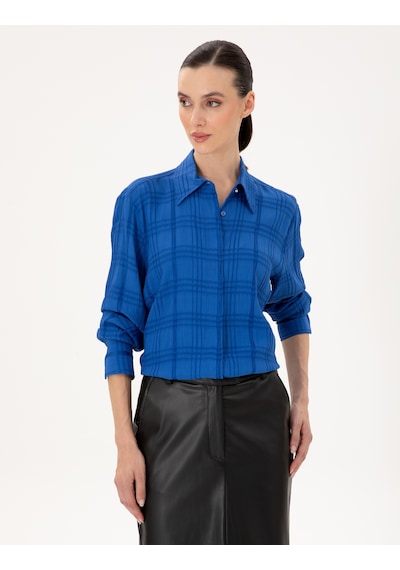 Pierre Cardin Kadın Saks Gömlek Desenli 50292247-vr045 Saks