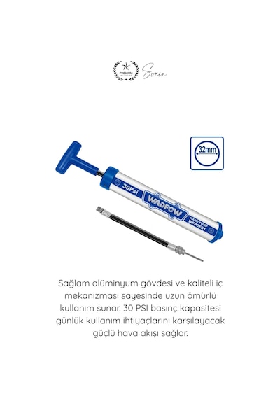 Elpompası Metal El Tipi Hava Pompası 30 Psı Mini Bisiklet Lastik Top Şişirme Pompası Alüminyum Gövd