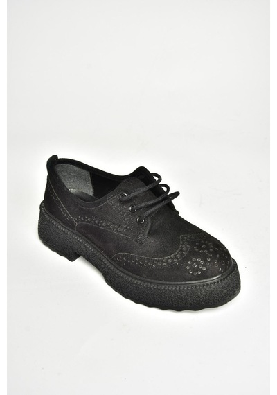 Fox Shoes T996199002 Siyah Süet Kalın Tabanlı Kadın Ayakkabı Siyah-süet Siyah