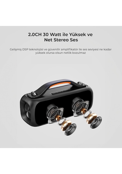 Lecoo DS155 30W Kablosuz Bluetooth 5.0 RGB IPX5 TWS Stereo Boombox Taşınabilir Hoparlör
