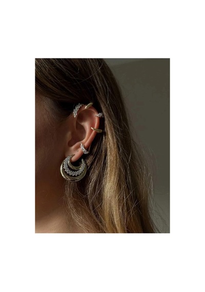 Lunarie Zirkon Taşlı Kulak Tırmığı Ear Cuff Küpe Altın