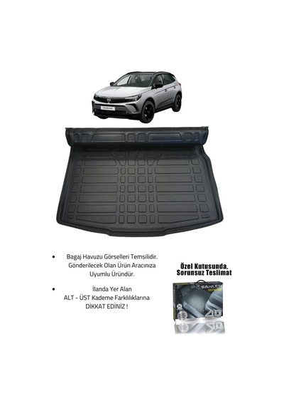 Sahler Opel Grandland 2017-2024 Uyumlu 4.5d Premium Havuzlu Oto Paspas Ve Liner Marka 3d Üst Bagaj H