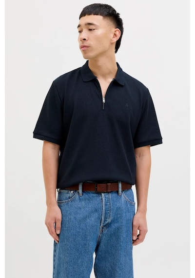 Jack & Jones Erkek Jjeaustın Polo Yaka Fermuar Kapamalı T-shirt 12279177 Lacivert Lacivert