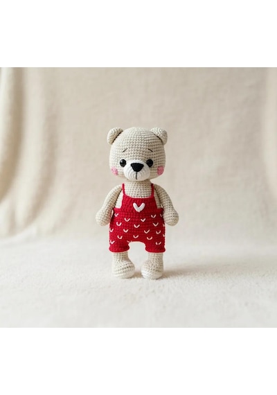Amigurumi Kalpli Kırmızı Ayı