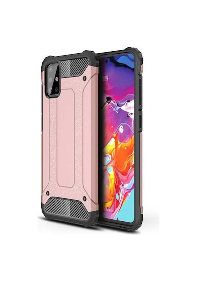 Kilifone - Samsung Uyumlu Galaxy A51 - Kılıf Çift Katman Zırh Tank Crash Military Kapak - Rose Gold