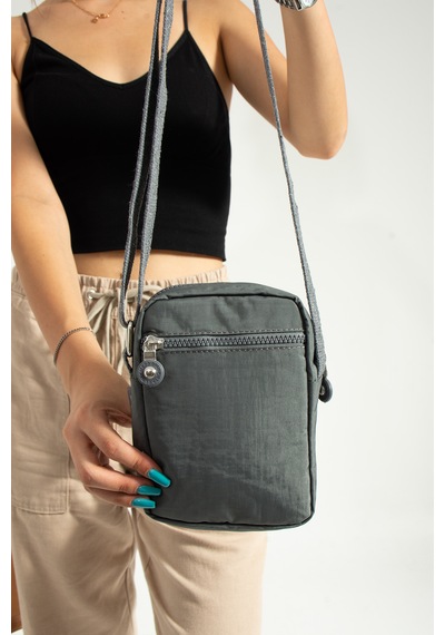 Nemo Bags Gri Unisex Telefonluk, Cüzdan, Kartlık, Çapraz Askılı Omuz Çantası, 18x13cm Gri