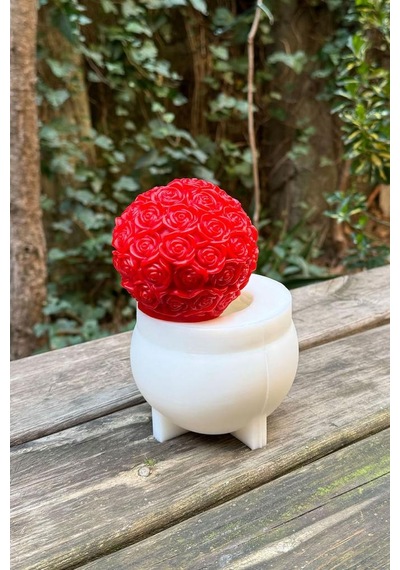 Gül Topu Silikon Mum Kalıbı Beyaz
