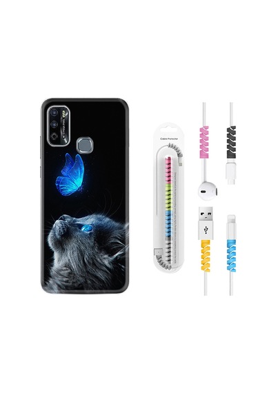 Infinix Hot 9 Play Kılıf Kablo Koruyuculu Butterfly Cat 1891