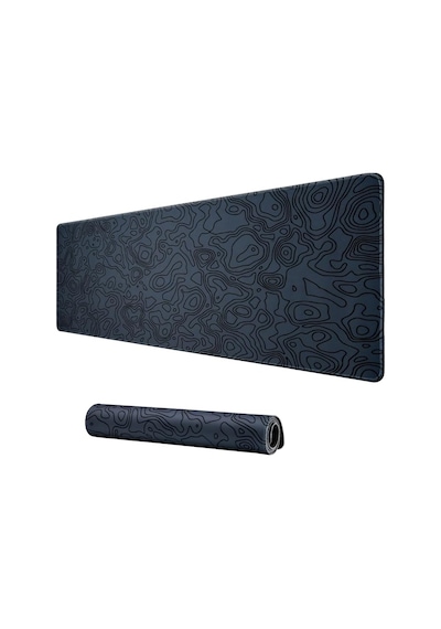 Klasse Pro - 4 Farklı Model Dikişli Kenar 100x50 Cm Oyuncu Gaming Mouse Pad Dark Grey Map Line