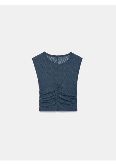 Dilvin 32492 Büzgülü Dantel Top-indigo İndigo