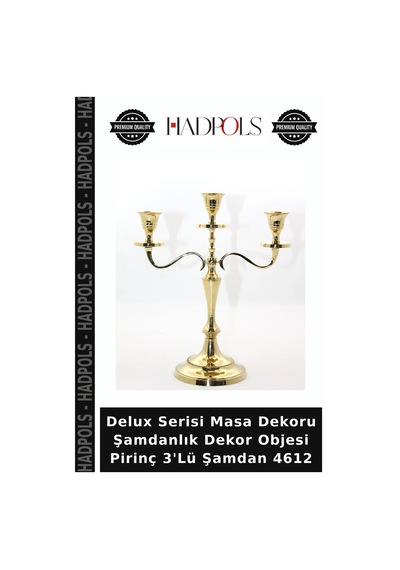 Delux Serisi Masa Dekoru Şamdanlık Dekor Objesi Pirinç 3'lü Şamdan 4612