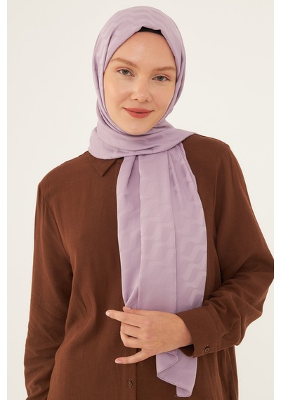 Mirsoy Scarf Dalga Desen İpeksi Jakar Şal - Lila Lila