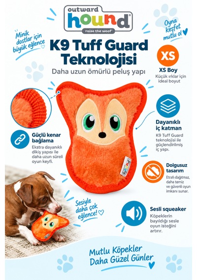 Outward Hound Durablex Fox Düdüklü Peluş Köpek Oyuncağı Xs