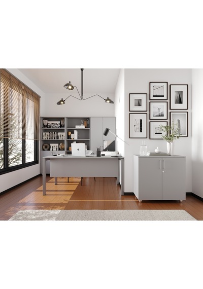 Kitaplık Dosya Dolabı Malzeme Rafı 190x80x40 Cm Gri Gri