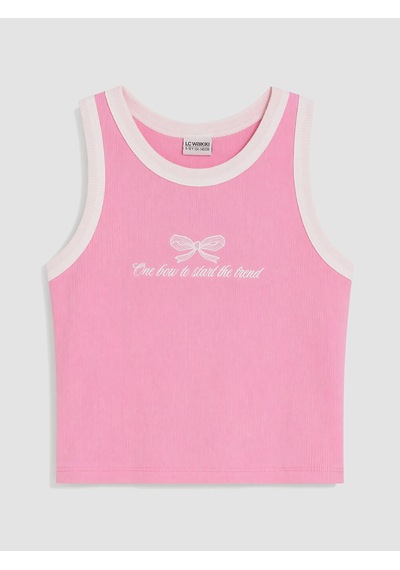 Lcw Kids Pembe Baskılı Kız Çocuk Fitilli Atlet 8-9 Yaş