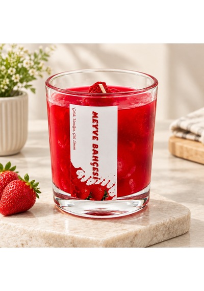 Gül Kokulu Cam Bardak Mum Açık Pembe