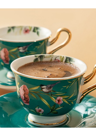 Vanilla New Bone China Kahve Fincan Takımı 4 Parça 2 Kişilik Turkuaz Turkuaz