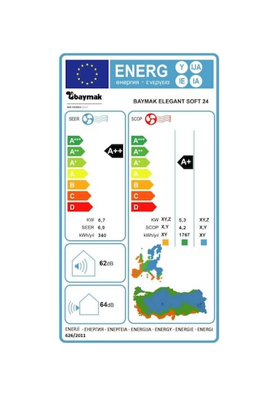 Baymak Montaj Dahil Elegant Soft 24.000 Btu A++ Inverter Klima