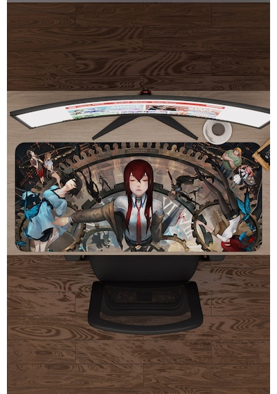 Steins Gate Kaymaz Dikişli Kauçuk Oyuncu Mousepad V5 - 90x40 Xxl Gaming Mouse Pad Fare Altlığı