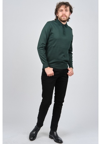 Pave Erkek Polo Yaka Yün Kazak 4538004 Yeşil Yeşil