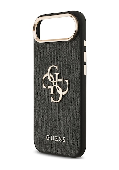 Apple Uyumlu iPhone 17 Air Kılıf Guess Lisanslı Gold Metal Kamera Çerçeve Metal Büyük 4g Yazı Logolu Kapak Siyah