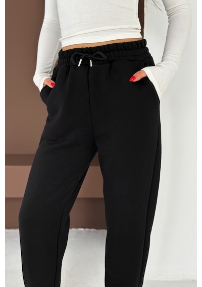 Kadın Yüksek Bel Jogger Eşofman Altı Soft Motion SiYAH