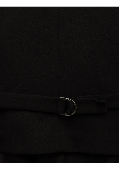 Koton Krep Scuba Kumaş Astarlı Slim Fit V Yaka Kolsuz Düğmeli Yelek Siyah 5sak30090ek