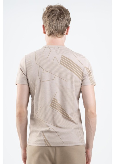 Maraton Sportswear Regular Erkek Bisiklet Yaka Kısa Kol Basic Açık Vizon T-Shirt 21580-Açık Vizon