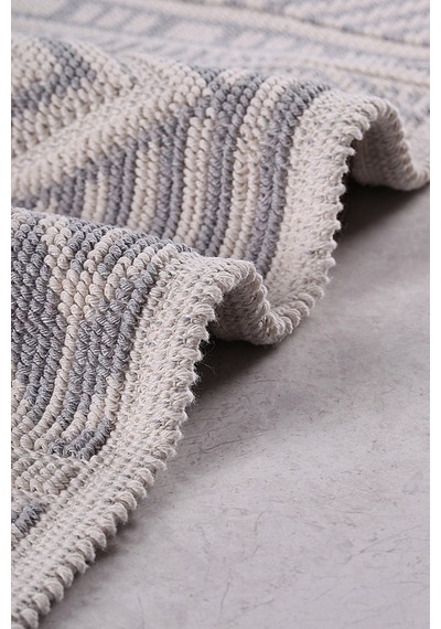 Bluenity Marina Doğal Pamuklu 2'li Banyo Kilim Seti 60x100+50x60 Cm - Gri