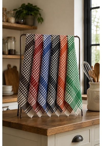 Pötikareli 6 Lı Alman Peçetesi Mutfak Havlusu Kurulama Bezi Beslenme Örtüsü Dekoratif 50x70 Cm Çok Renkli