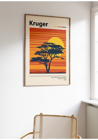 Kruger Milli Parkı Seyahat Posteri Güney Afrika Doğa Sanatı