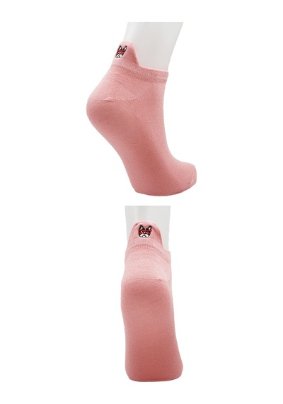 Kardeşler Çorap Kadın Pembe Renkli Nakışlı Pamuklu Patik Çorap 4'lü Paket Pembe - 577402565 Pembe