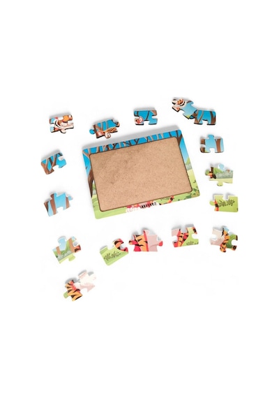 Kaplan 16 Parça Eğitici Öğretici Ahşap Çocuk Puzzle Yapboz Bebek Çocuk Oyuncak