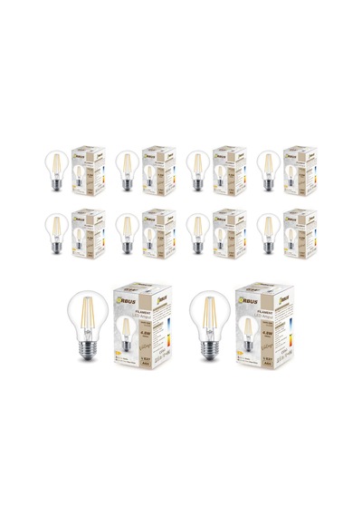 Şeffaf E27 4.8w Duy A60 Sarı Işık Rustik Led Ampul 10'lu