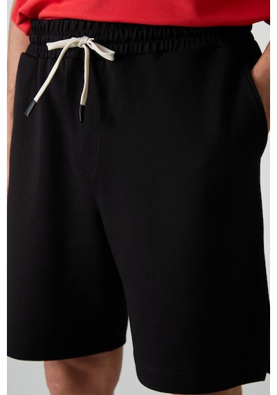 Air Jones Tommy Life Siyah Pamuklu Kalın Yumuşak Dokulu Comfort Fit Basic Erkek Şort - 81274 Siyah